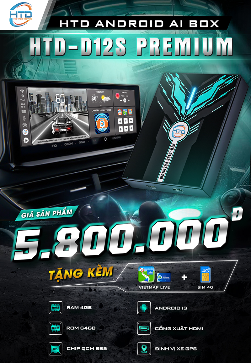 android box cho o to htd d12s premium 2