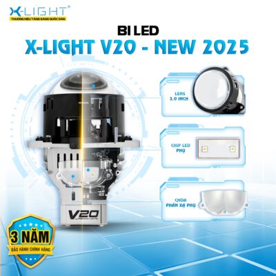 Bi led X-light V20 New 2025 Body khắc tên sản phẩm tạo điểm nhấn