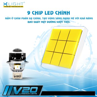 Bi led X-light V20 New 2025 9 chip LED chính