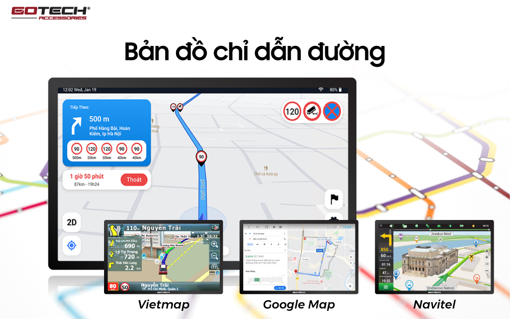 man hinh o to gotech gt11 5i 360 chi dan duong