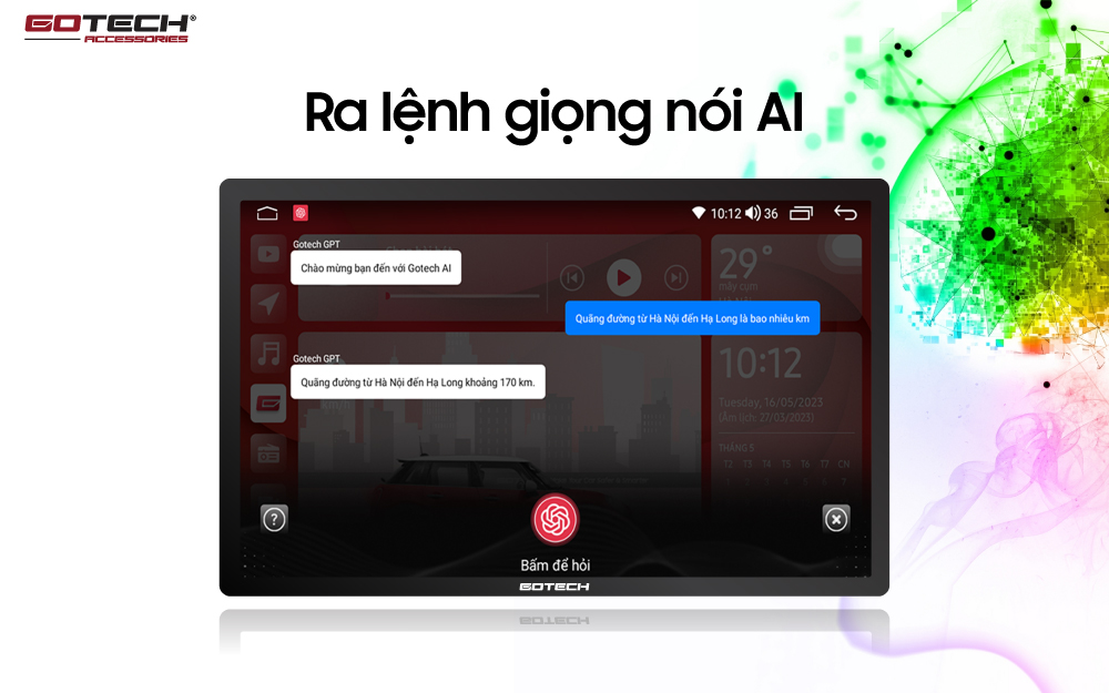 man hinh o to gotech gt11 5i 360 ra lenh giong noi ai