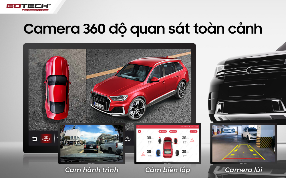 man hinh o to gotech gt11 5i 360 tich hop camera 360