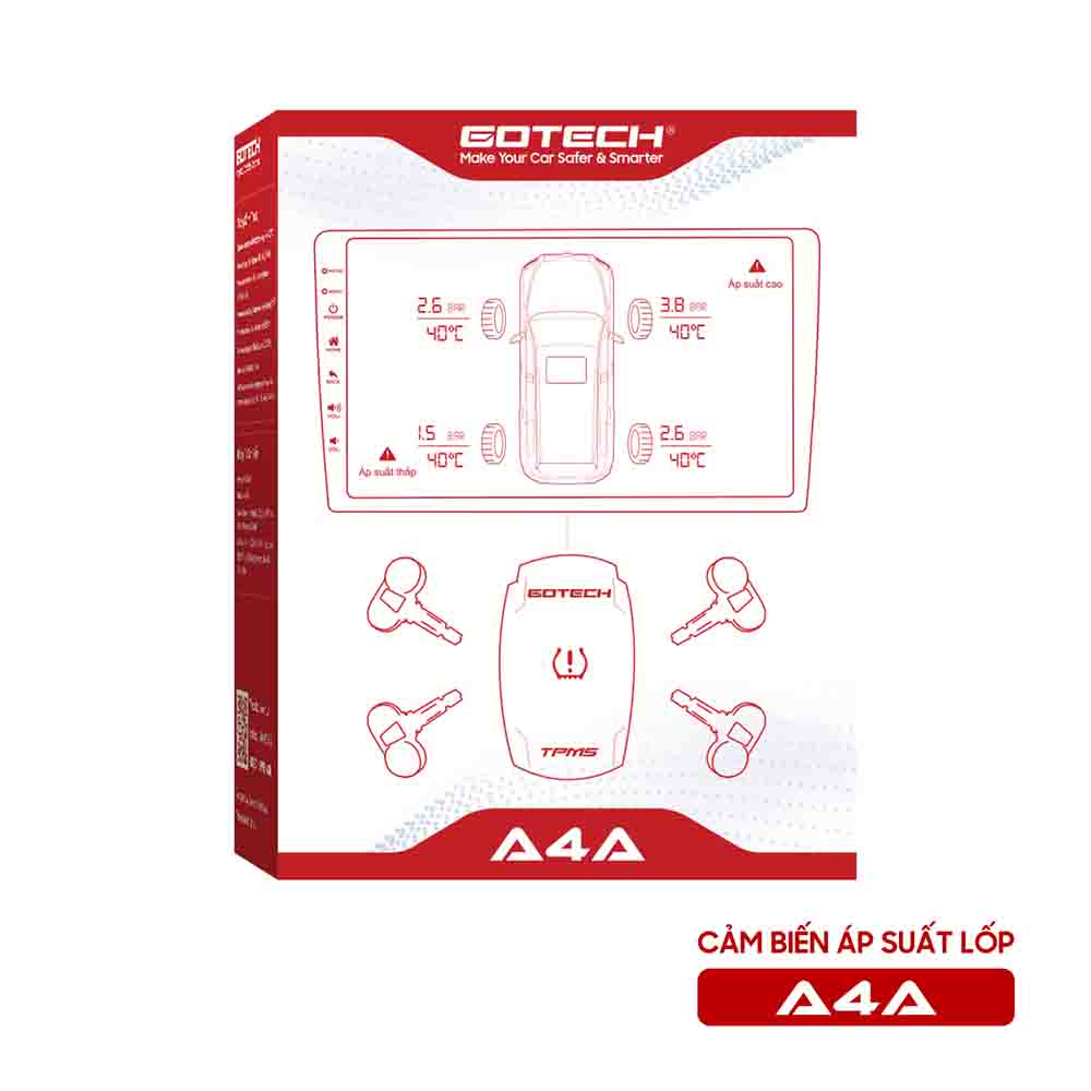 2T Việt Nam Auto - Camera 360 dct, màn hình android, độ đèn xe ô tô, dán phim cách nhiệt, phụ kiện đồ chơi xe hơi Cảm biến áp suất lốp Gotech A4A – Giải pháp an toàn và hiện đại cho xe ô tô