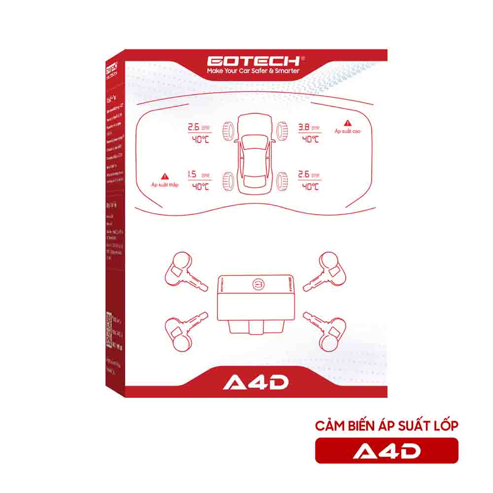 2T Việt Nam Auto - Camera 360 dct, màn hình android, độ đèn xe ô tô, dán phim cách nhiệt, phụ kiện đồ chơi xe hơi Cảm biến áp suất lốp Gotech A4D – Giải pháp giám sát lốp hiện đại qua đồng hồ công tơ mét