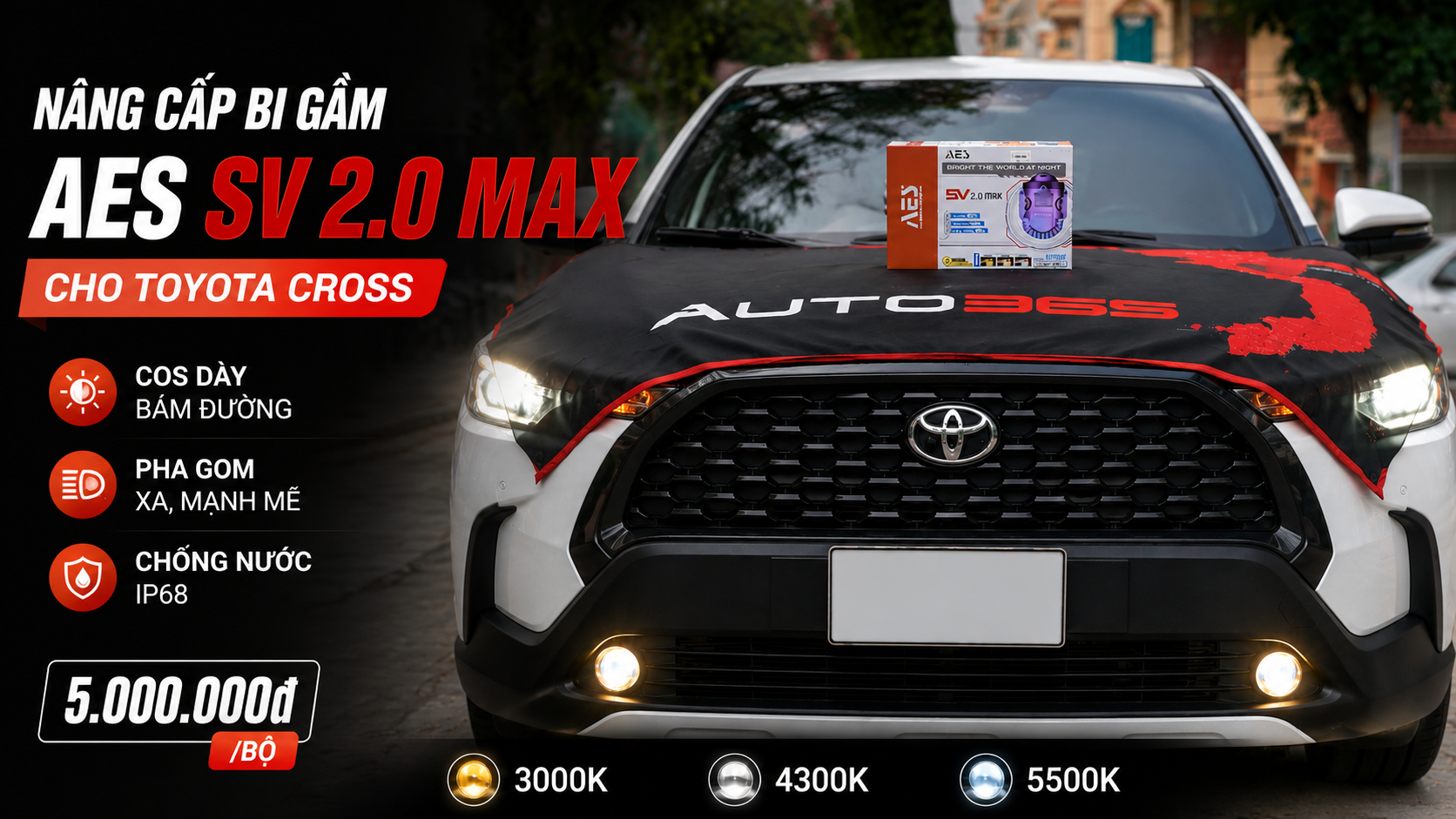 Nâng cấp bi gầm AES SV 2.0 Max cho Toyota Cross
