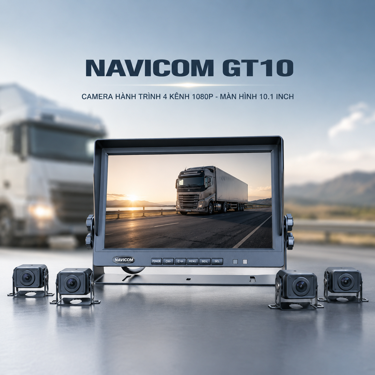 Camera Hành Trình 4 Kênh Màn Hình 10 Inch Navicom GT10 – Giải Pháp Giám Sát Toàn Diện Cho Xe Tải Và Xe Chuyên Dụng