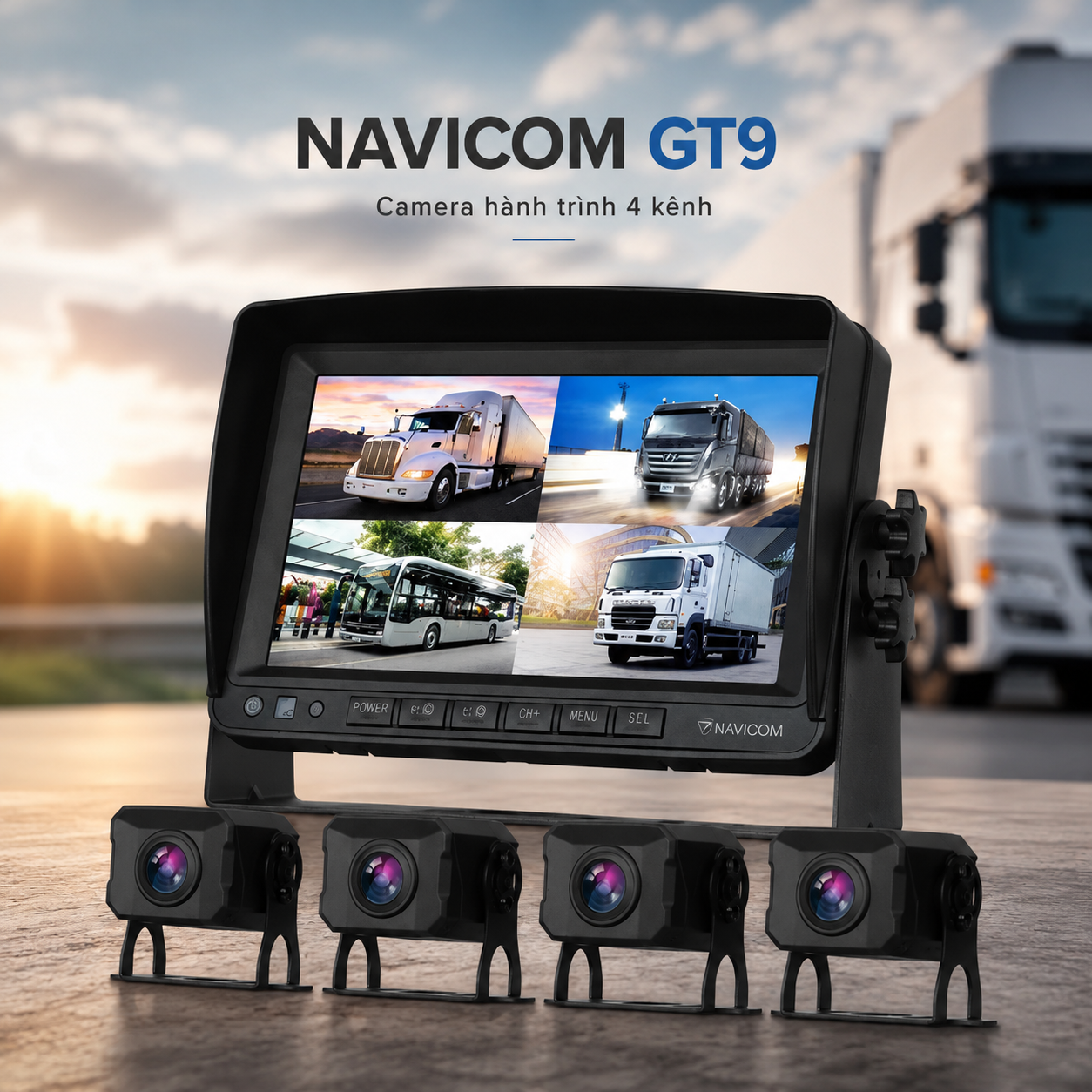 Camera Hành Trình 4 Kênh Màn Hình 9 Inch Navicom GT9 – Giải Pháp Giám Sát Toàn Diện Cho Xe Tải, Xe Khách