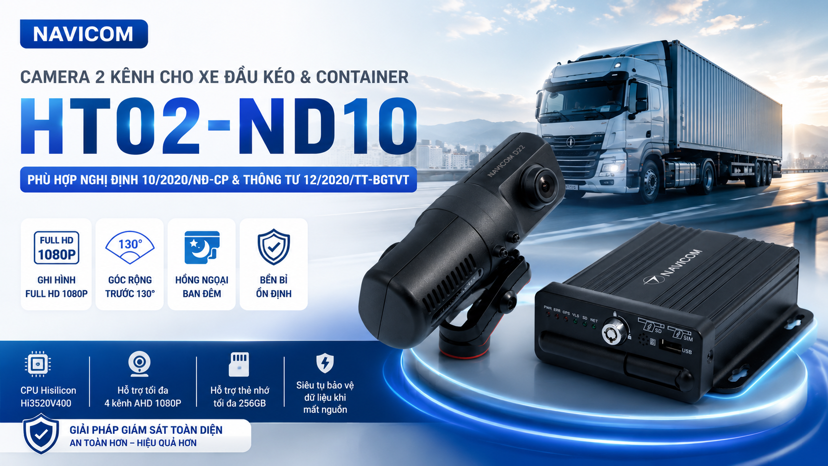 Camera Nghị Định 10 Cho Xe Đầu Kéo Container Navicom HT02-ND10