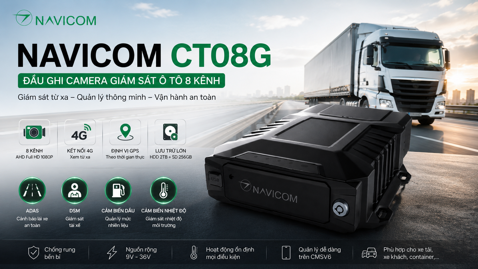 Đầu Ghi Camera Giám Sát Ô Tô 8 Kênh Navicom CT05G