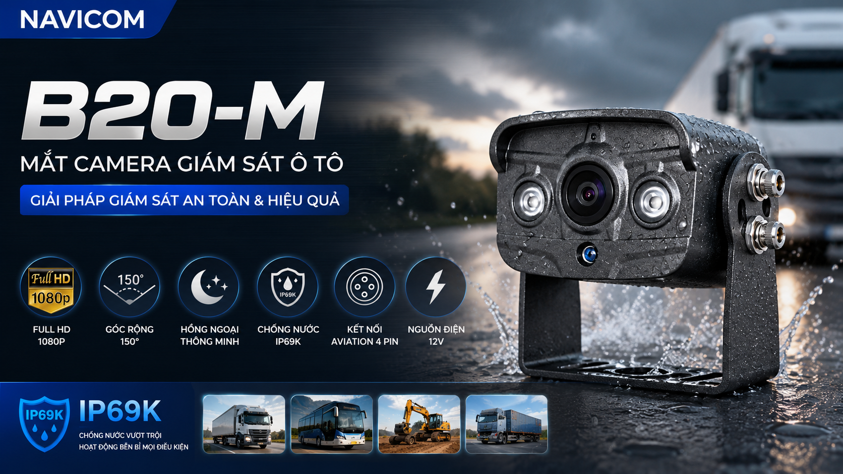 Mắt Camera Giám Sát Ô Tô Navicom B20M Full HD 1080P IP69K