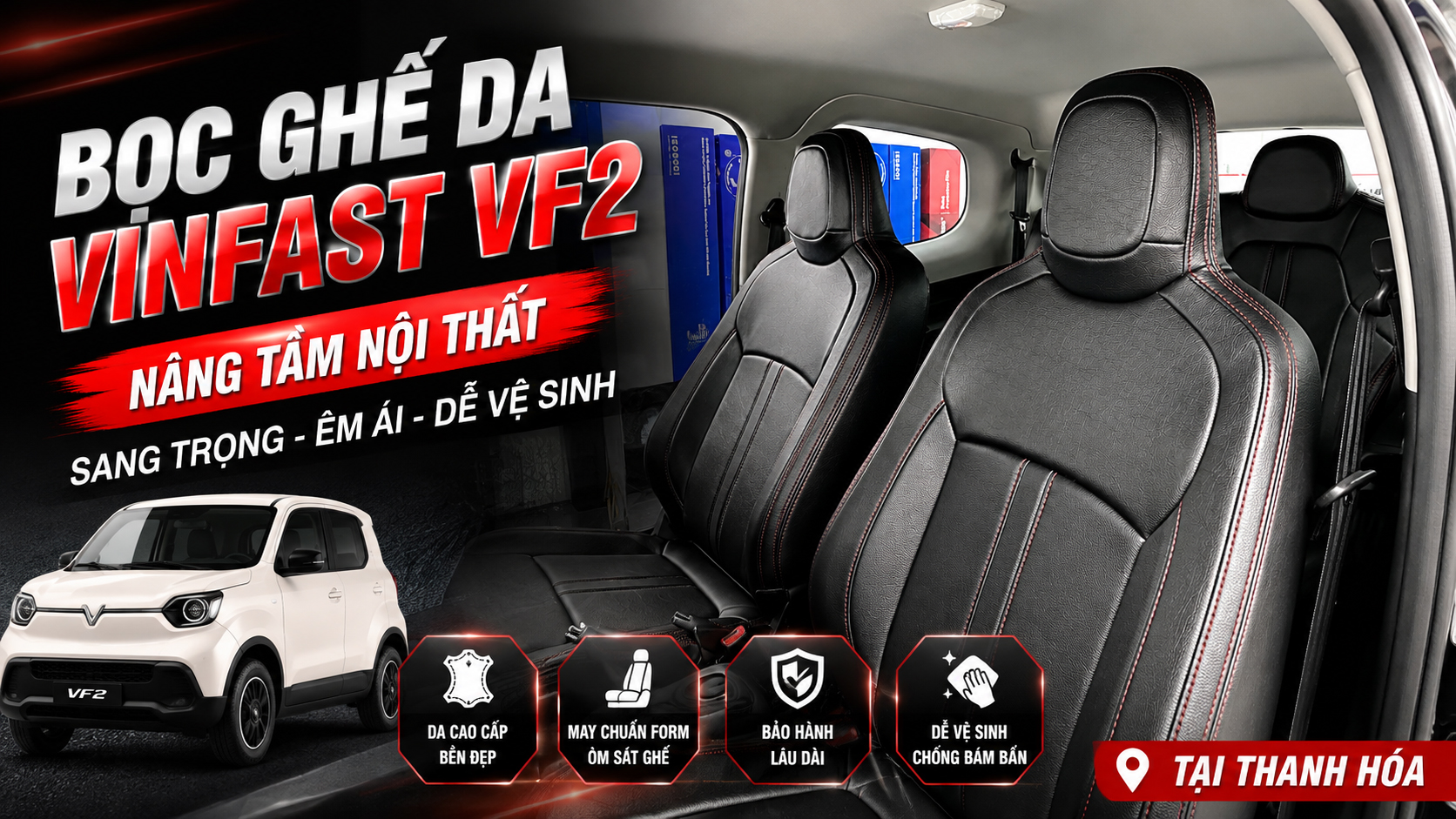 Bọc ghế da VinFast VF2 tại Thanh Hóa