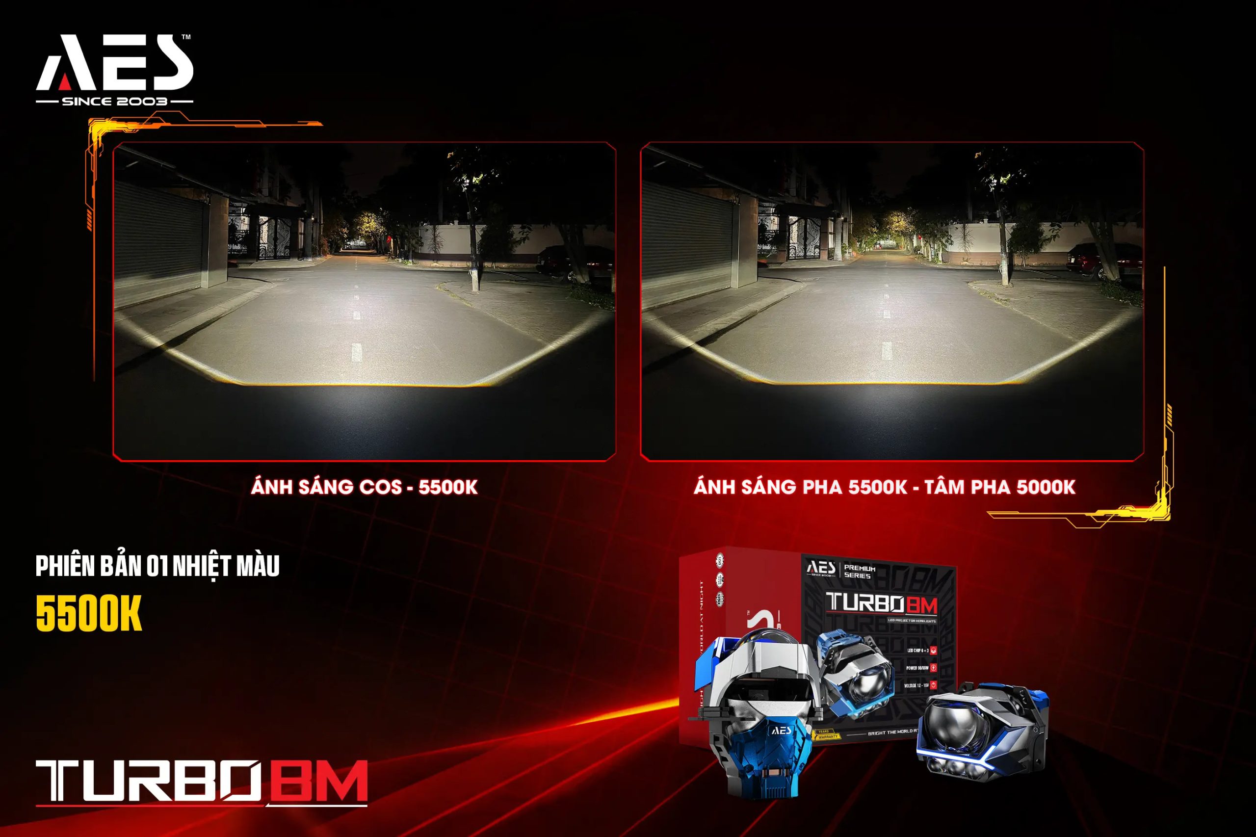 Bi LED AES Turbo BM 2026 turbo bm nhiet mau 5500k scaled