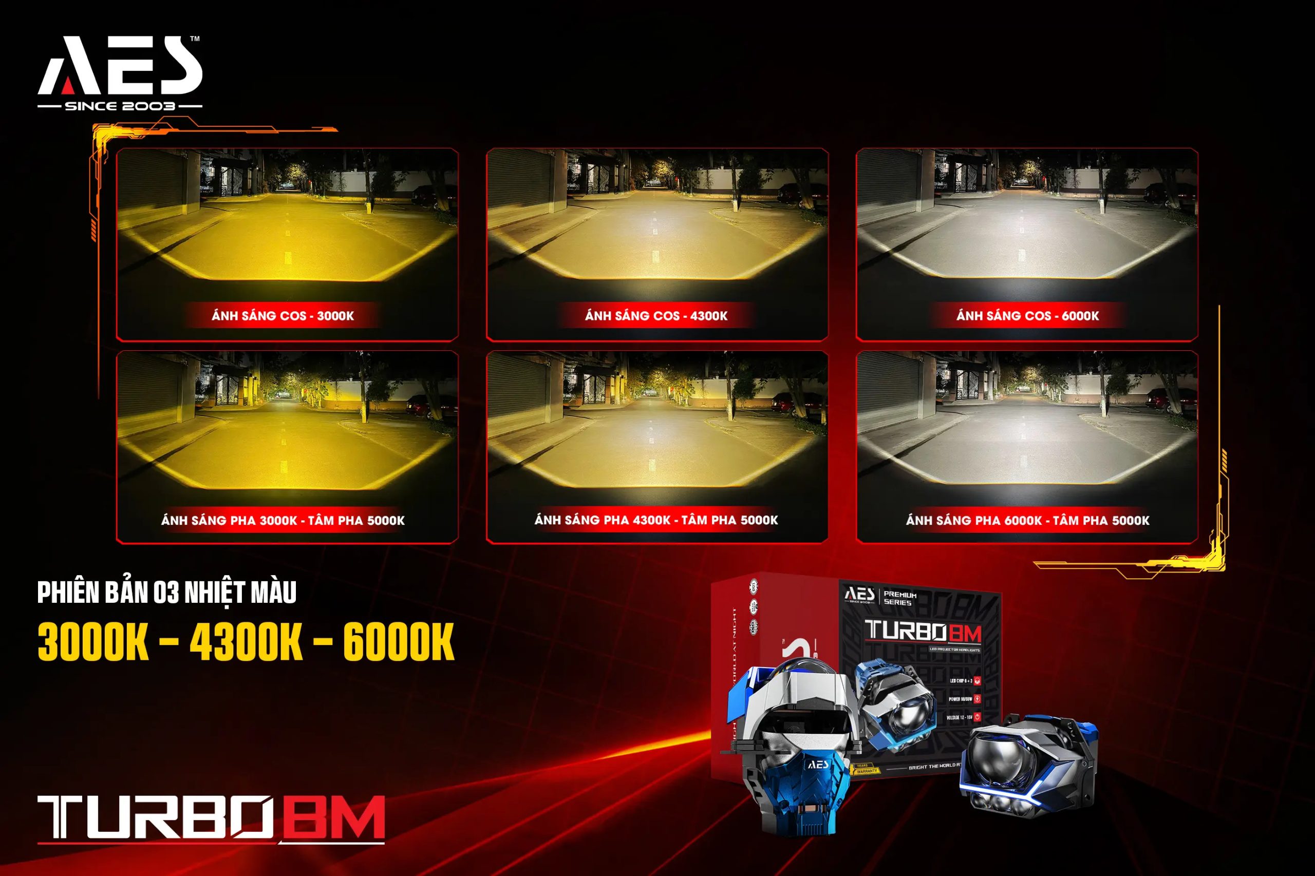 Bi LED AES Turbo BM 2026 turbo bm phien ban 3 nhiet mau scaled